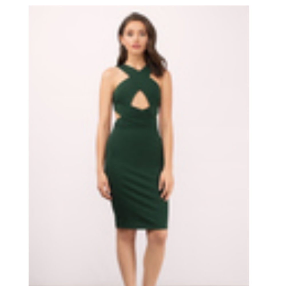 Midi green bodycon cutout dress. New w/tags. Tobi